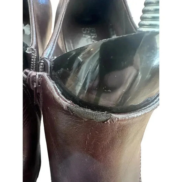 Franco Sarto Brown Leather Square Toe Side Zip Pumps Shoes Size 7.5 - Picture 5 of 8